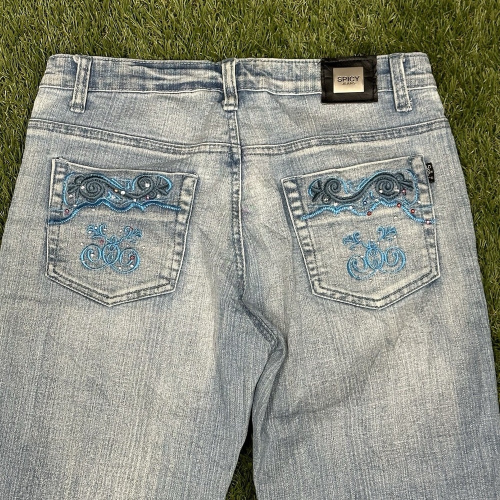 Y2K Spicy Light Wash Jeans Sz 30 Jeweled And Embroidered - Picture 4 of 9